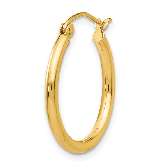 Single 14K Yellow Gold Polished Tube Hoop Earring 2 x 20mm