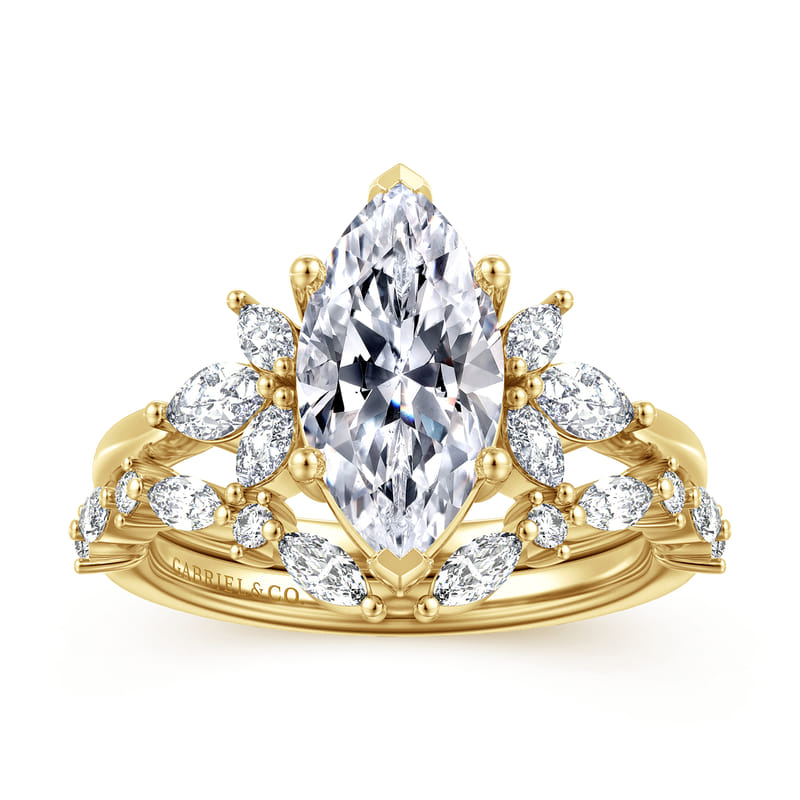 14K Yellow Gold Marquise Diamond Engagement Ring (0.35 ctw)