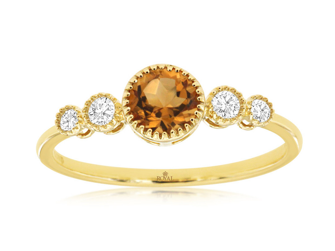 14KY .11 CTW DIA / CITRINE RIN