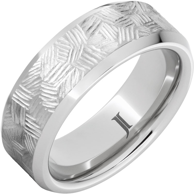 Silver Serinium Thicket Pattern Standard Fit 8mm Wedding Band
