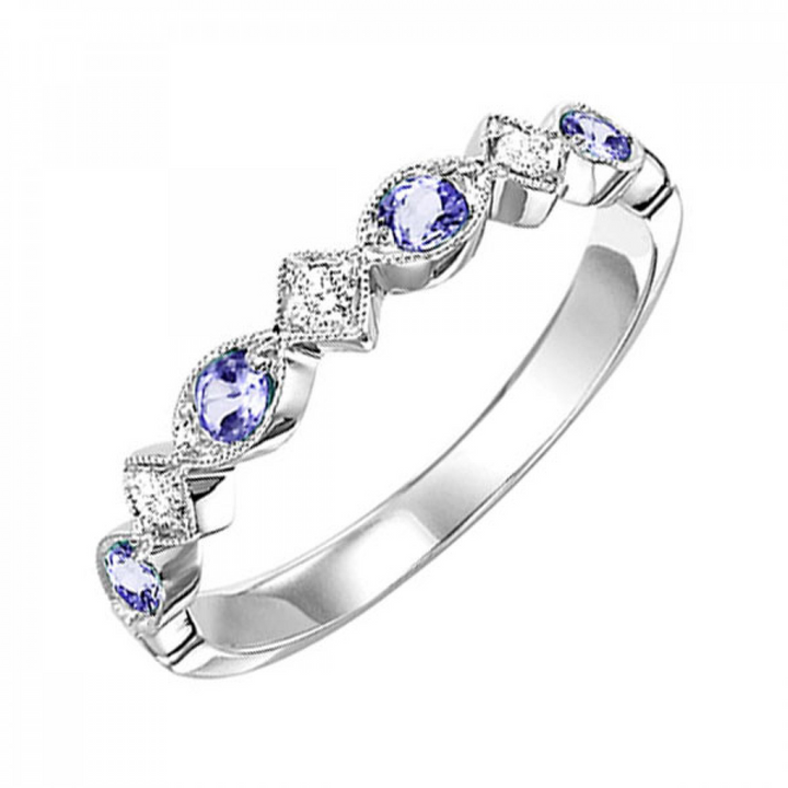 10K White Gold Natural Alexandrite Stackable Ring