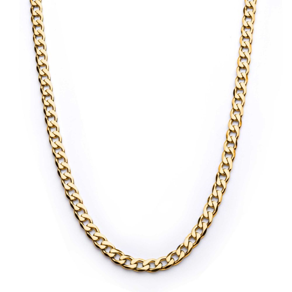 8mm 18K Gold IP Bevel Curb Chain Necklace