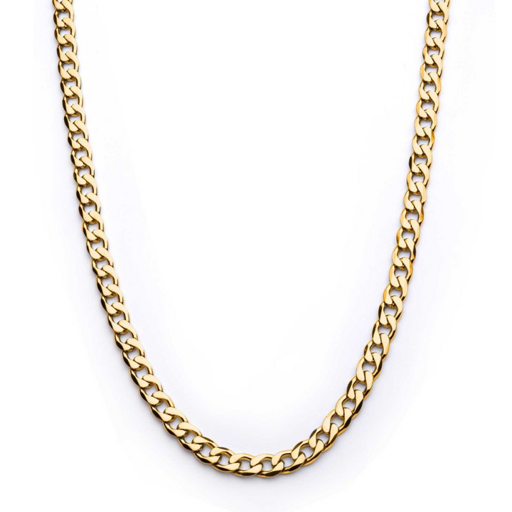 8mm 18K Gold IP Bevel Curb Chain Necklace