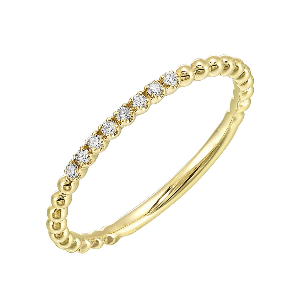 14K Yellow Gold Eight Diamond Stackable Ring (0.05 CTW)