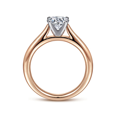 14K Rose Gold Solitaire Round Diamond Cathedral Semi-Mount Ring