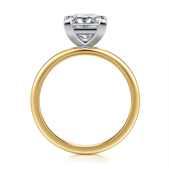 14K Yellow Gold Solitaire Princess Diamond Semi-Mount Ring.