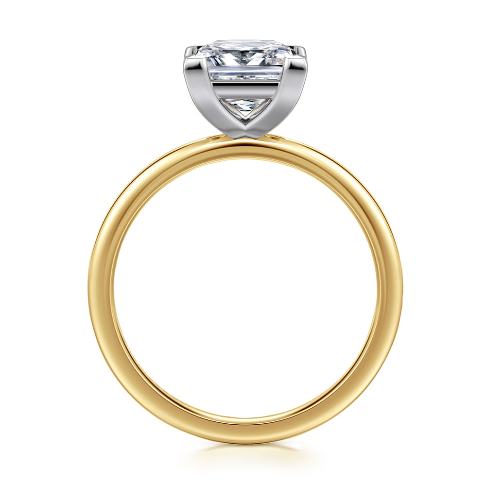 14K Two-Tone Gold Princess Cut Solitaire Engagement Ring Setting