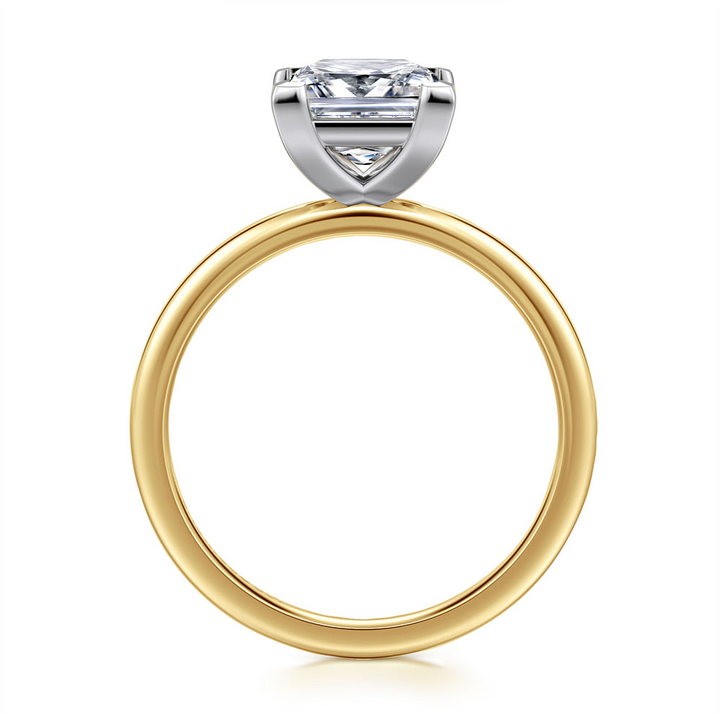 14K Two-Tone Gold Princess Cut Solitaire Engagement Ring Setting