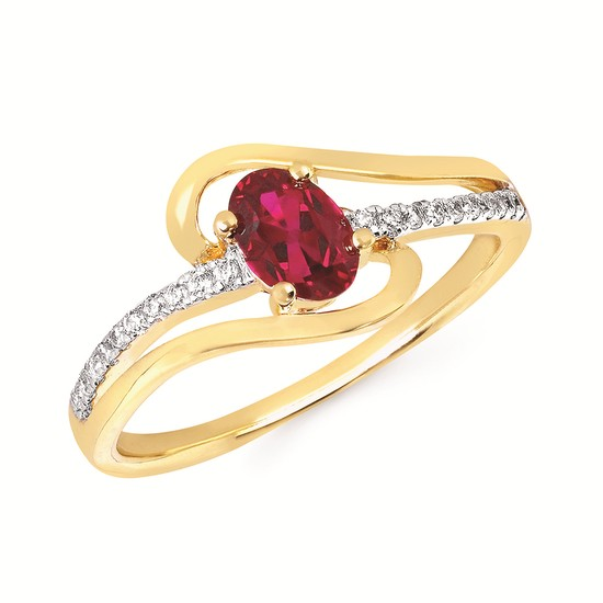 14K Yellow Gold Natural Garnet Cocktail Ring