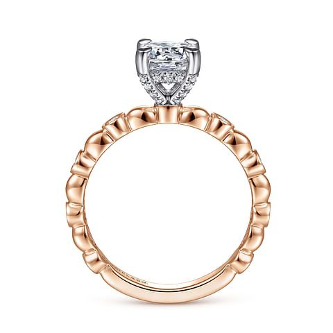 14K Rose Gold Accented Hidden Halo Round Diamond Semi-Mount Ring .21CTW.
