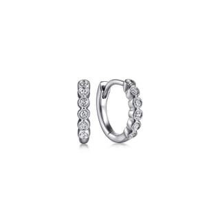 14K White Gold CTW Natural Diamond Gold Hoop Earrings