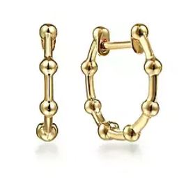 14K Yellow Gold Beaded Huggie Earrings