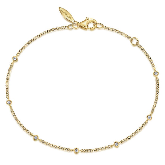14K Yellow Gold 0.08 CTW. Natural Diamond Fancy Link Bracelet
