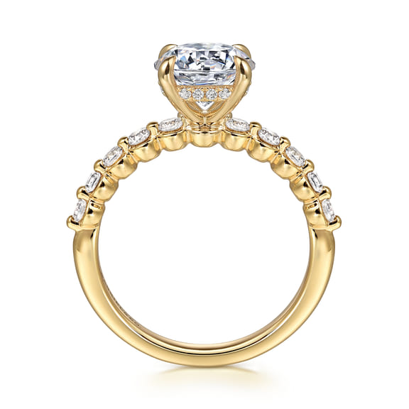 14K Yellow Gold Round Hidden Halo Diamond Engagement Ring (0.40 ctw)