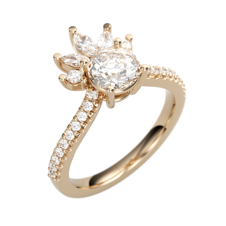 14K Rose Gold Accented Round Diamond Semi-Mount Ring .27CTW.