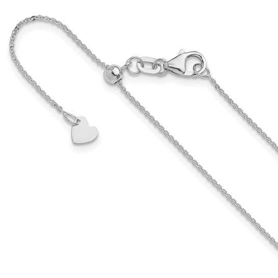 14K White Gold Adjustable 1.2mm Flat Cable Chain 22"