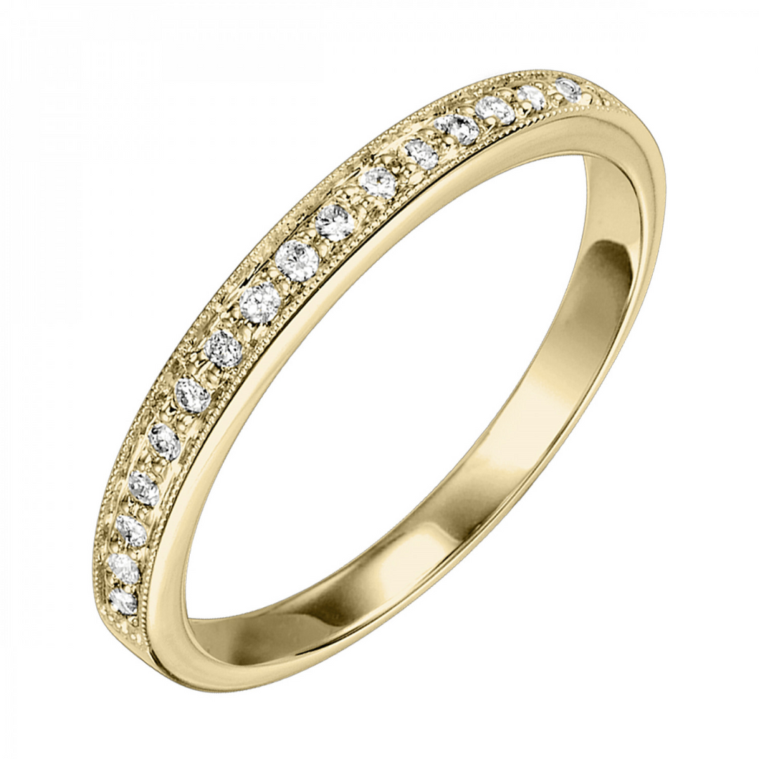 14K Yellow Gold 0.13CTW Natural Diamond Wedding Band