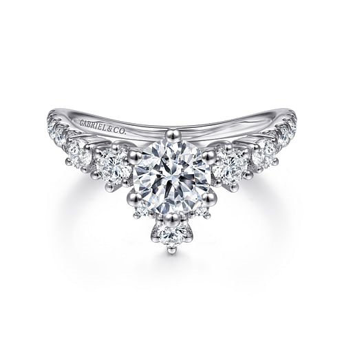 14K White Gold Accented Round Diamond Semi-Mount Ring .52CTW.