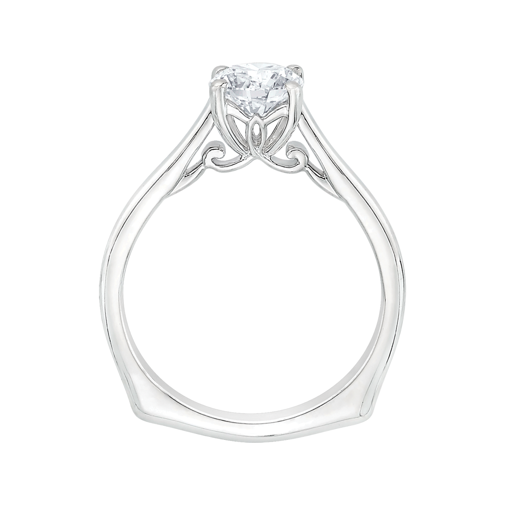 14K White Gold Solitaire Round Diamond Semi-Mount Ring