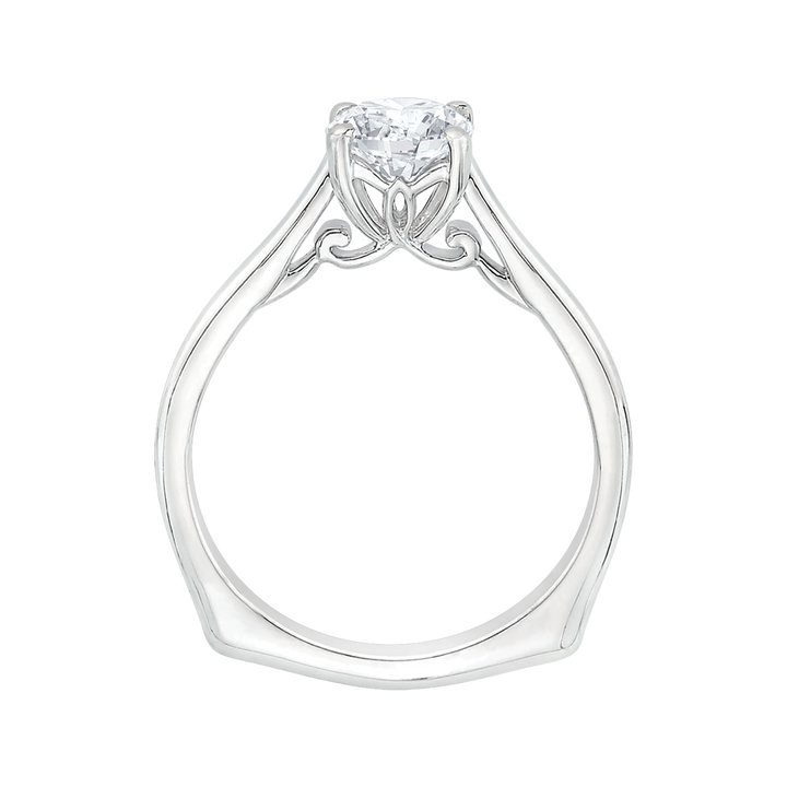 14K White Gold Solitaire Round Diamond Semi-Mount Ring