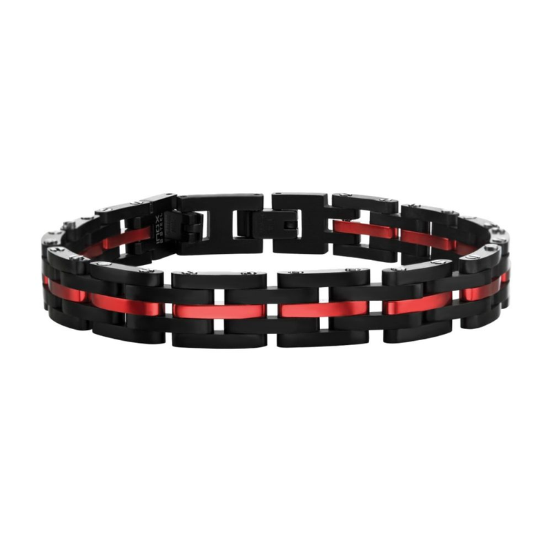 Black & Red Carbon Fiber Link Bracelet