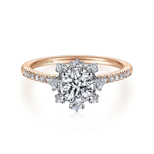 14K Rose Gold Halo Accented Round Diamond Semi-Mount Ring .30CTW.