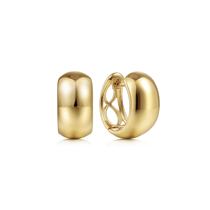 14K Yellow Gold Wide Hoop Earrings
