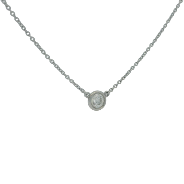 Platinum Estimated 0.25 CTW Natural Diamond Solitaire Pendant Necklace