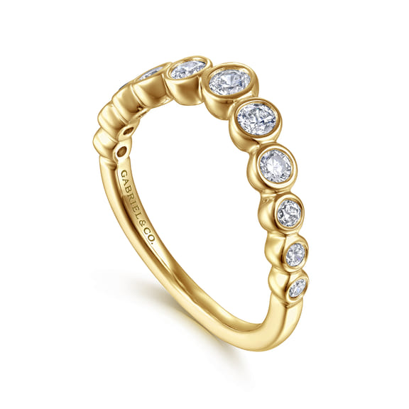 14K Yellow Gold Bezel 11 Stone Diamond Anniversary Band