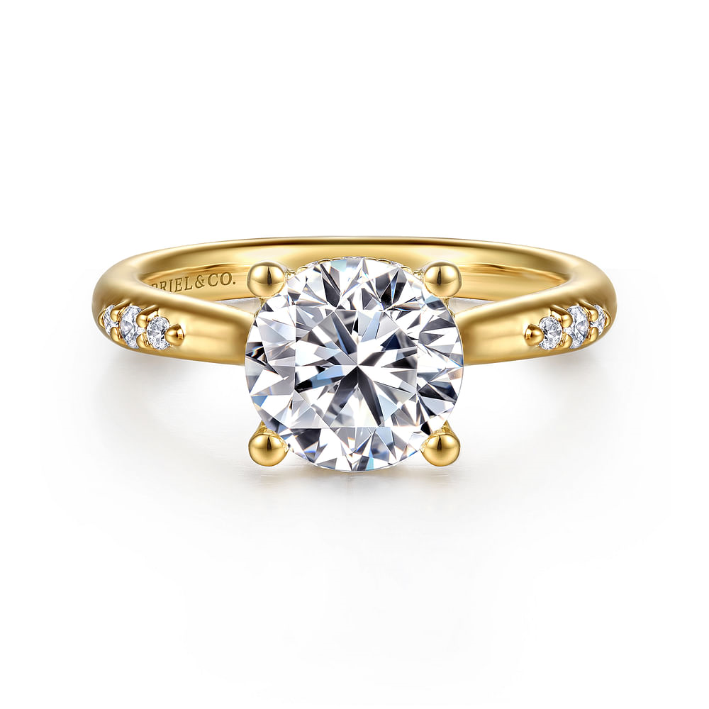 14K Yellow Gold Round Cathedral Diamond Engagement Ring (2 ct.)