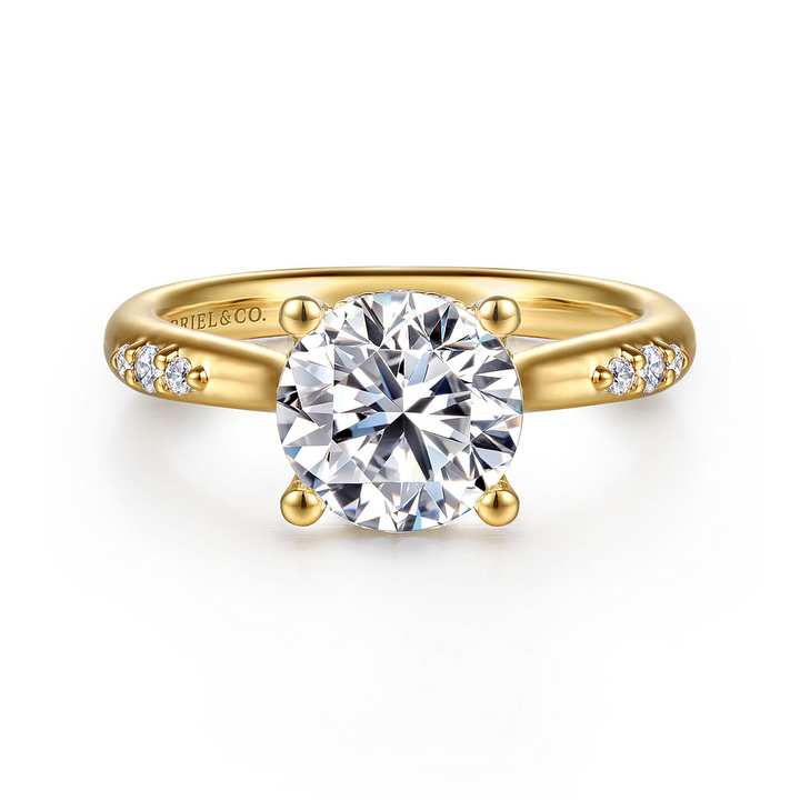 14K Yellow Gold Round Cathedral Diamond Engagement Ring (2 ct.)