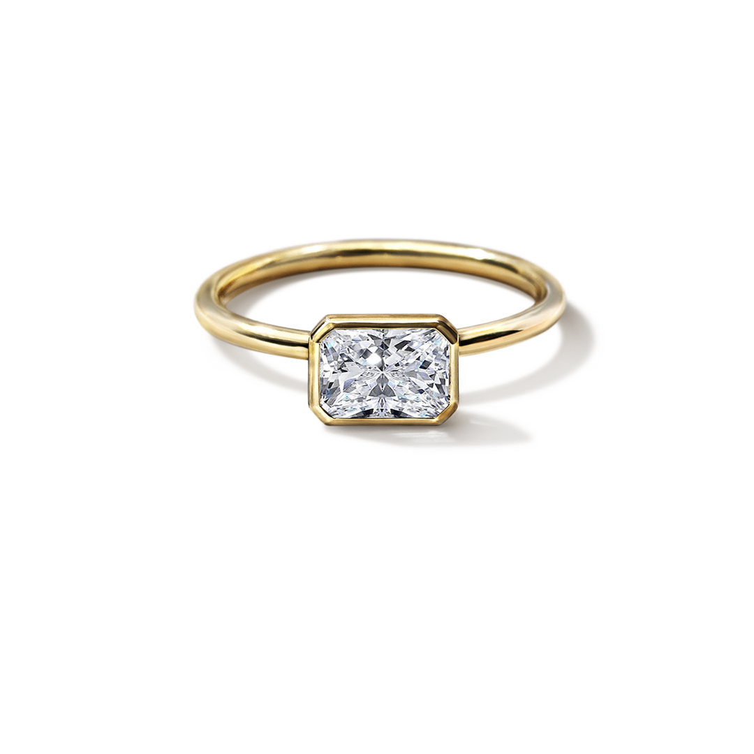 18K Gold Bezel Engagement Ring