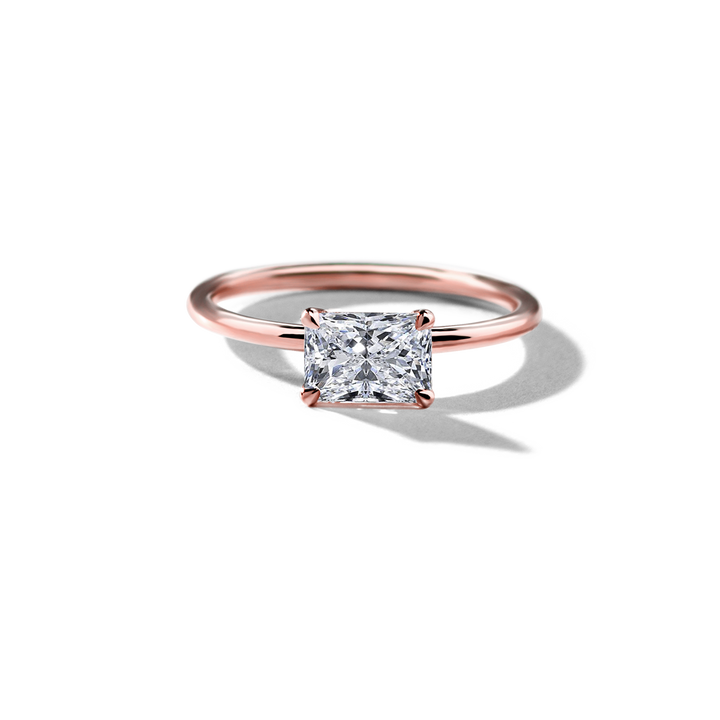 18K Gold East-West Solitaire Engagement Ring