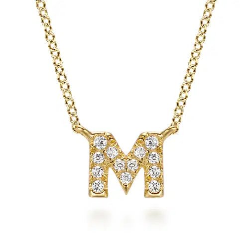 Mother's Initial 14K Gold and Diamond Necklace