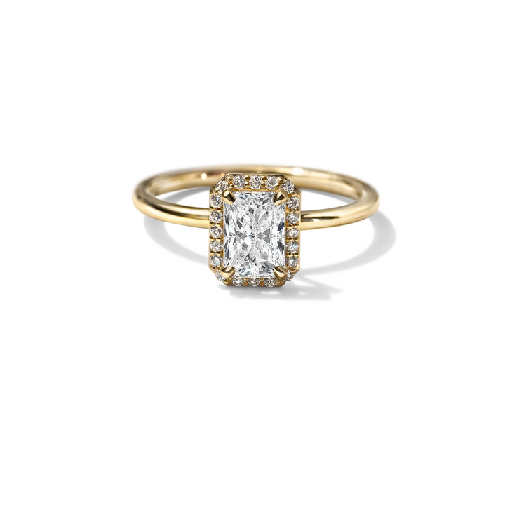18k Gold Solitaire Halo Engagement Ring