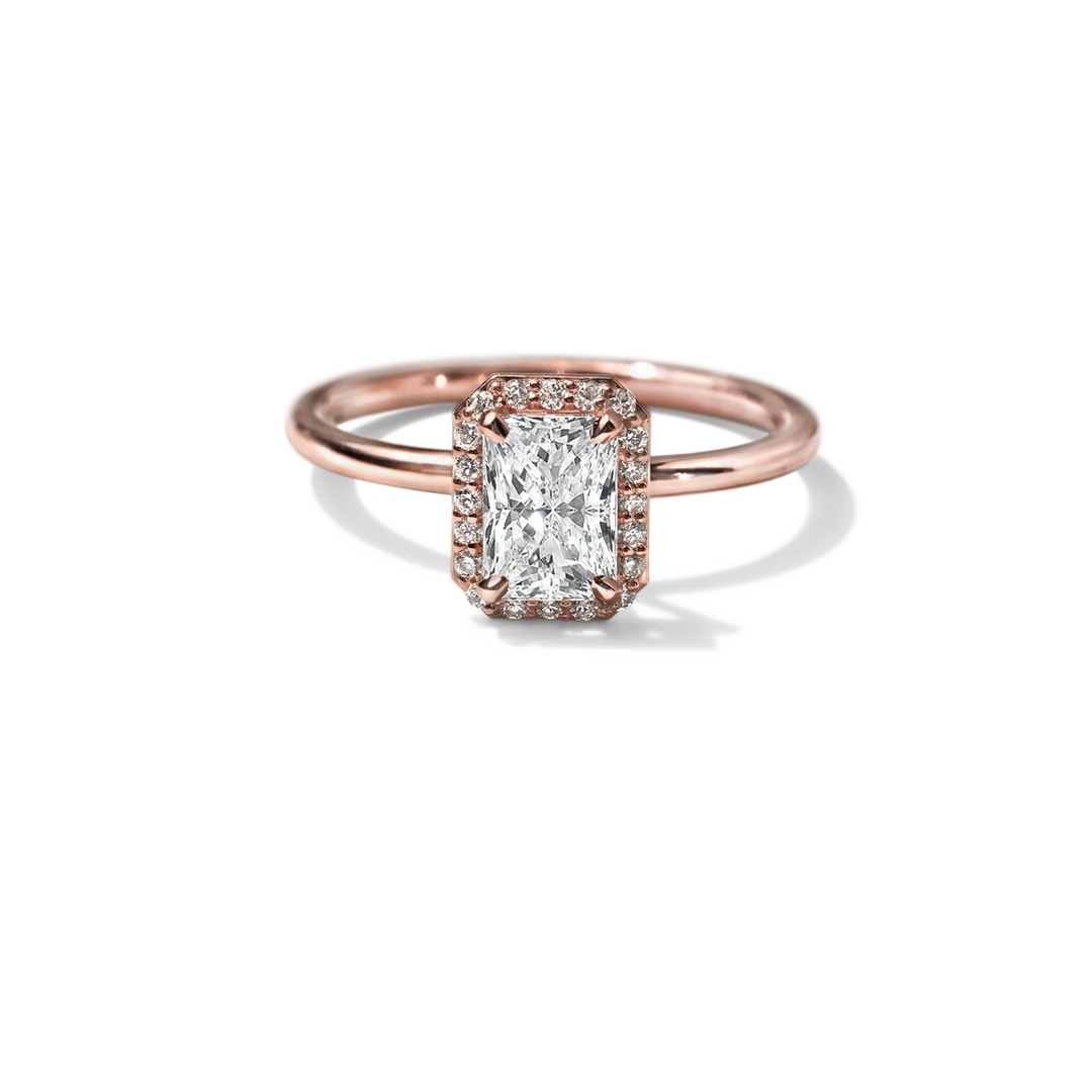 18k Gold Solitaire Halo Engagement Ring