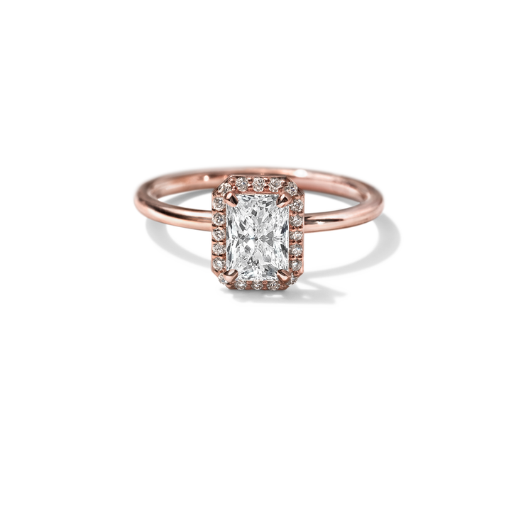 18k Gold Solitaire Halo Engagement Ring