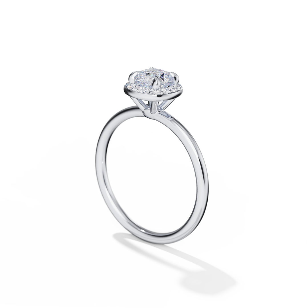 18k Gold Solitaire Halo Engagement Ring