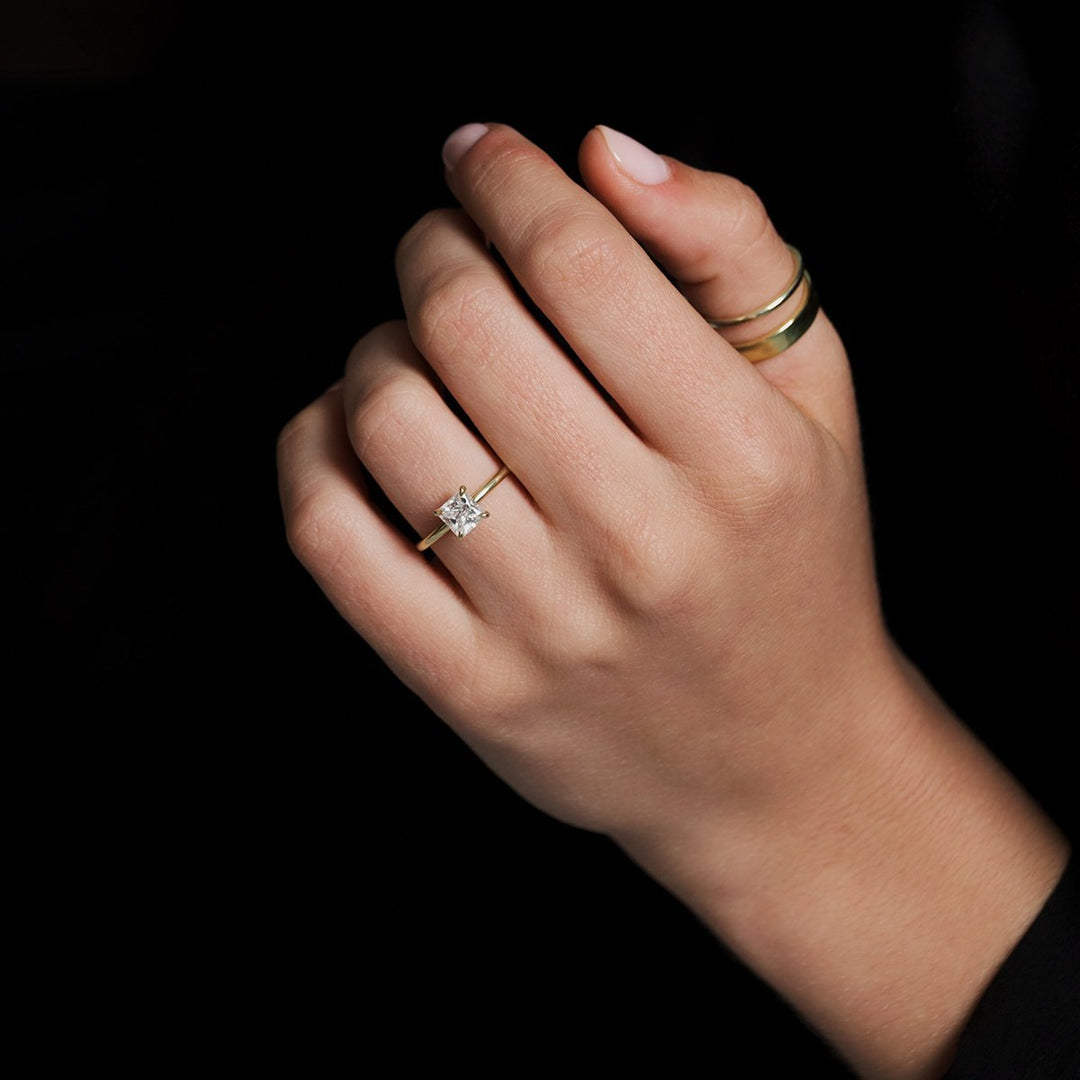 18K Gold Solitaire Engagement Ring 1.6mm