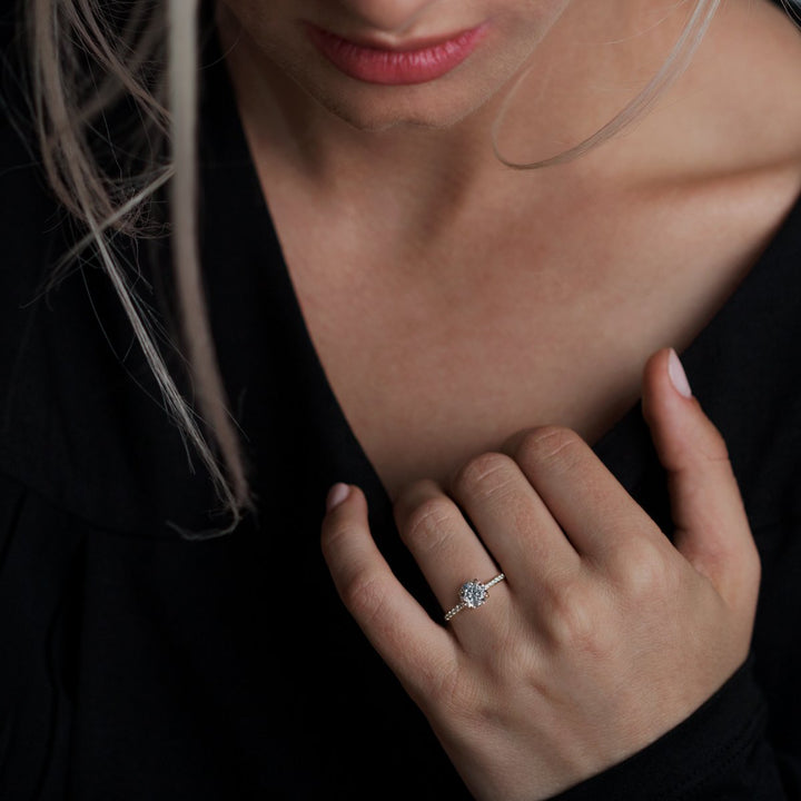 18K Gold Accented Solitaire Engagement Ring