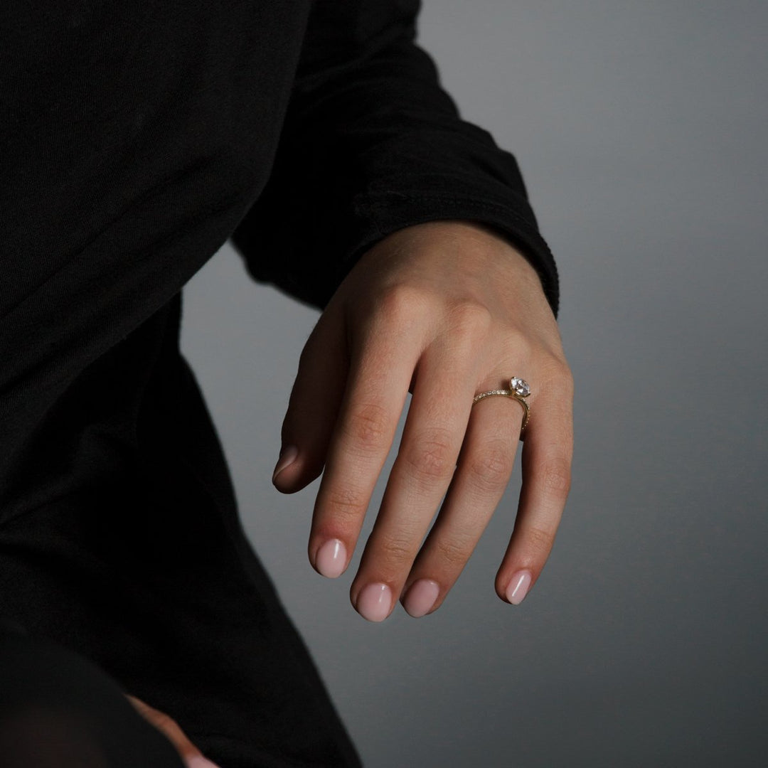18K Gold Accented Solitaire Engagement Ring