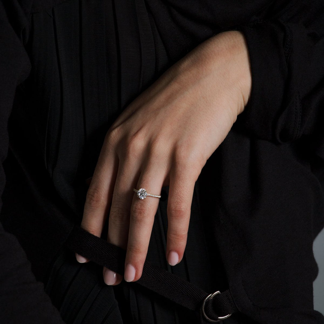 18K Gold Accented Solitaire Engagement Ring