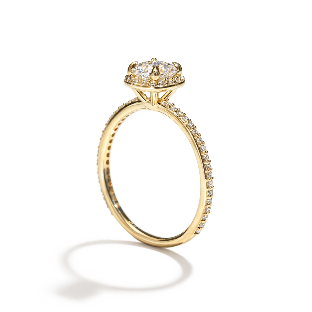 14K Gold Accented Halo Engagement Ring 0.11 CTW