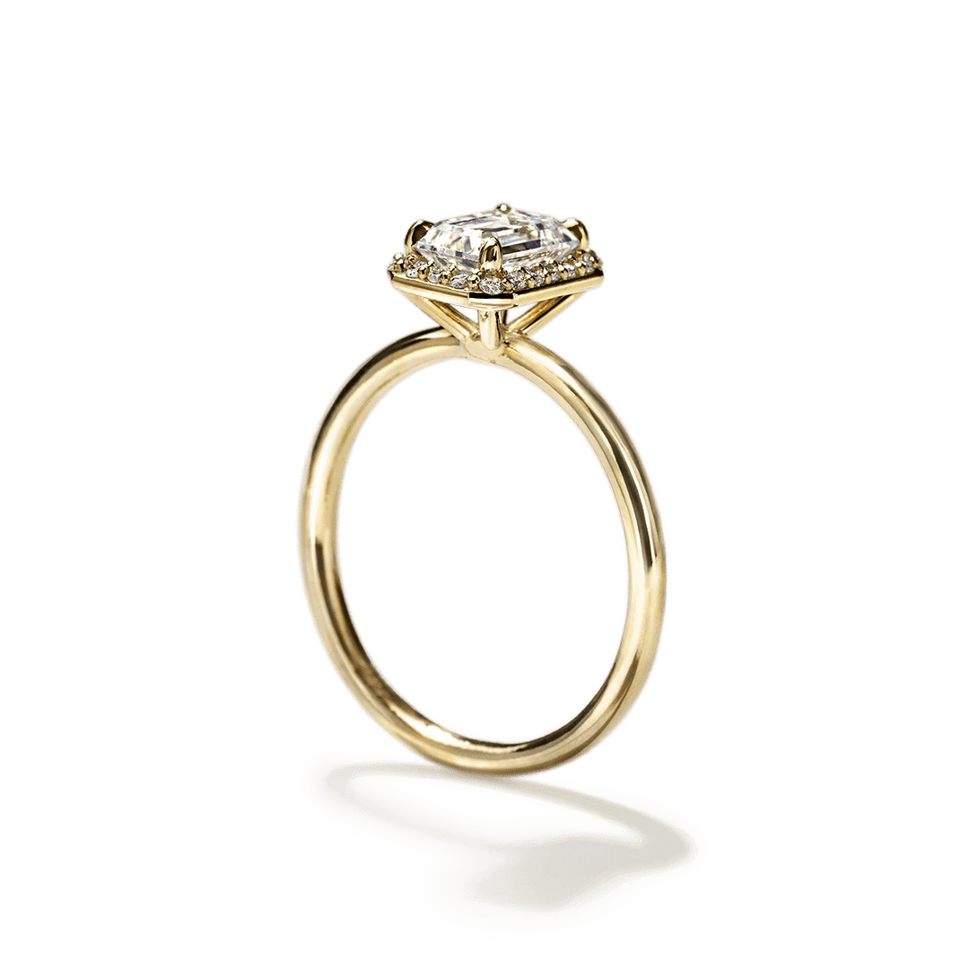 18k Gold Solitaire Halo Engagement Ring