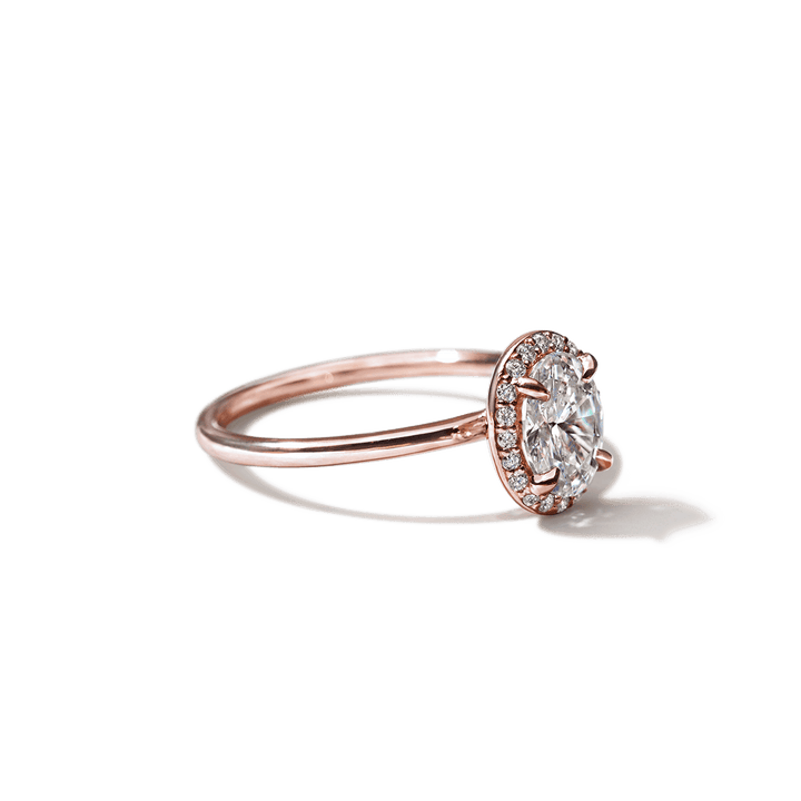 18k Gold Solitaire Halo Engagement Ring