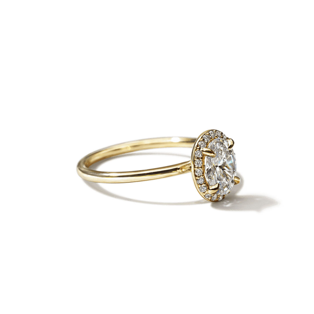 18k Gold Solitaire Halo Engagement Ring