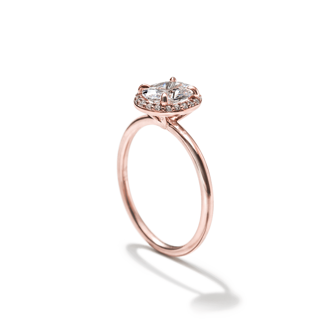 18k Gold Solitaire Halo Engagement Ring