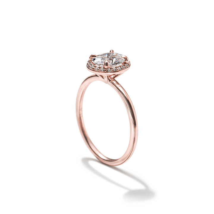 18k Gold Solitaire Halo Engagement Ring