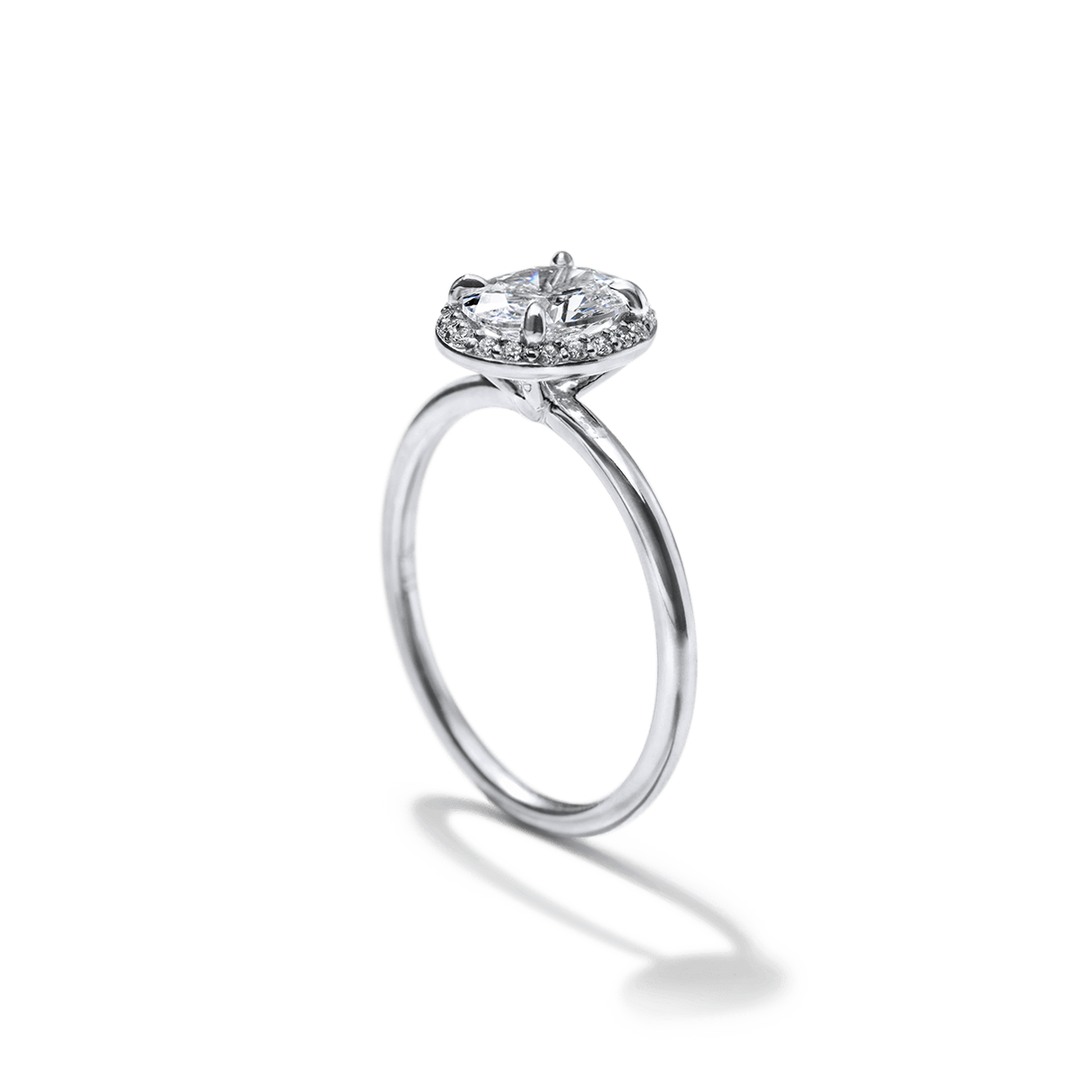 18k Gold Solitaire Halo Engagement Ring