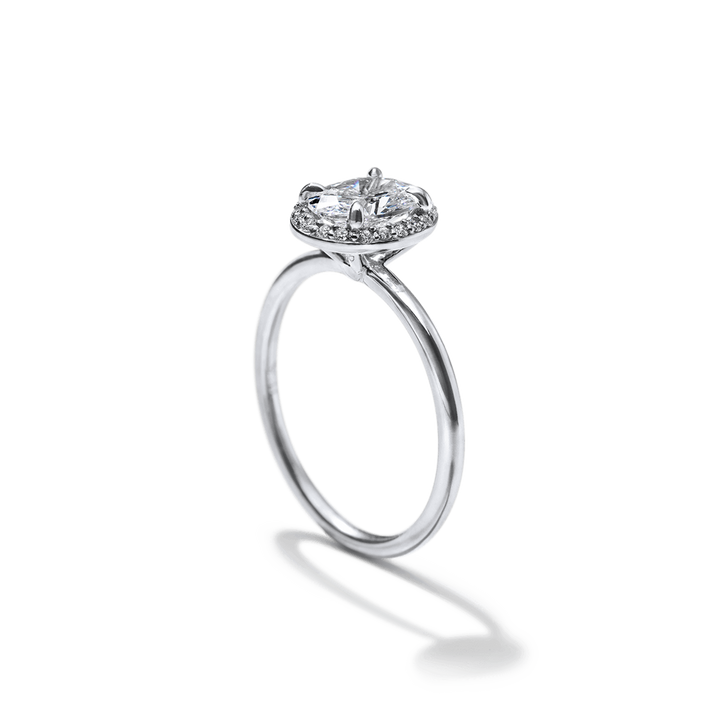 18k Gold Solitaire Halo Engagement Ring